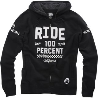 100% Zip Hoody Flat Track Schwarz
